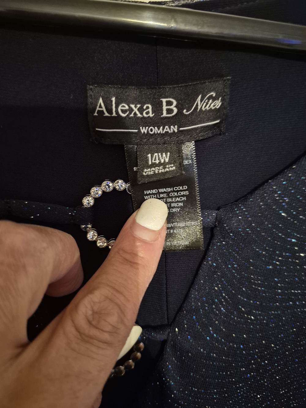 Navy Sparkle Capelet Dress - Picture 3 of 3